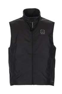Black C.P. Company men’s gilet con sleeveless vest with high collar and full-length zipper in durable fabric