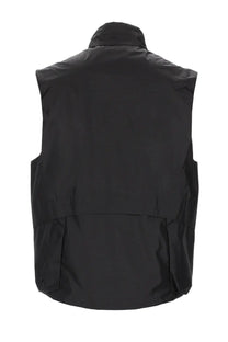 C.P. Company men’s black sleeveless gilet with high collar and two side pockets in a durable fabric