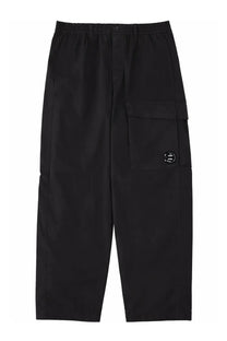 C.P. Company men’s pantalone cargo black pants with elastic waistband multiple pockets and circular thigh logo