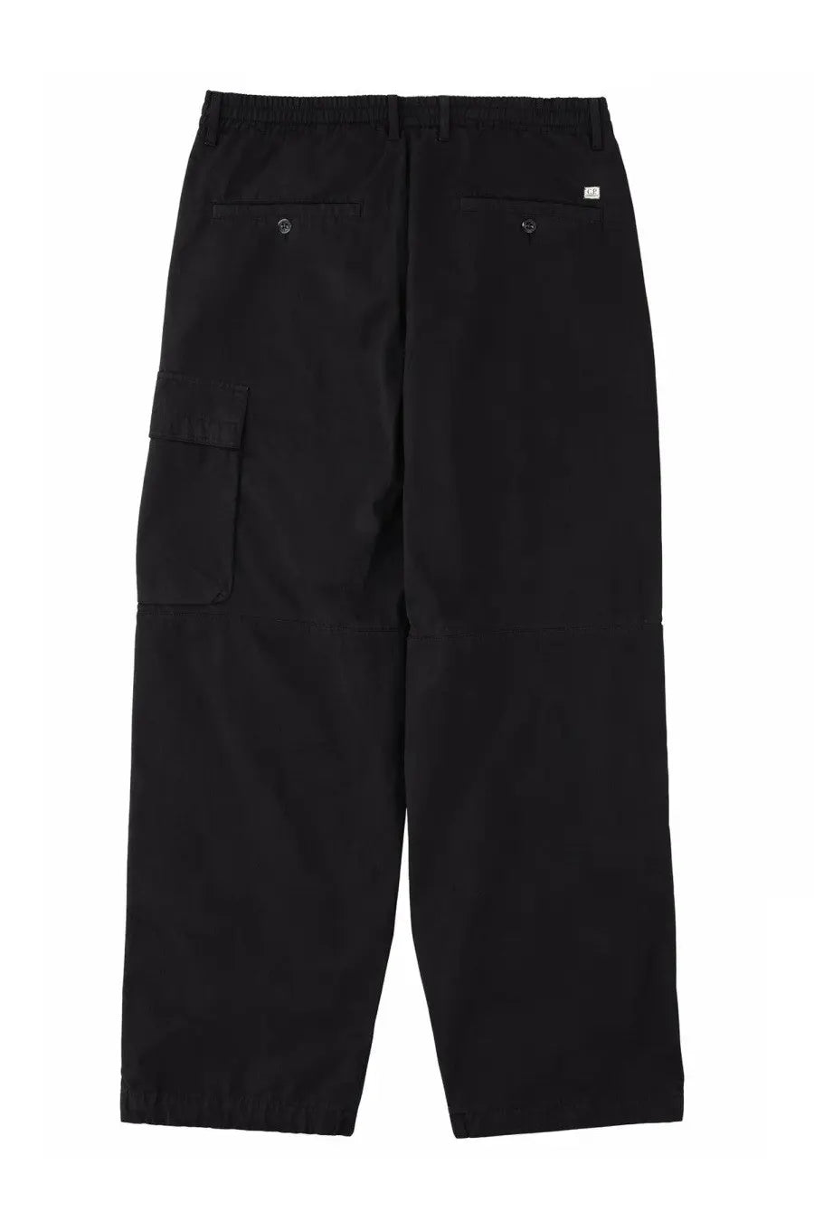 C.p. company men’s pantalone cargo con patch black relaxed fit cargo pants with large side pockets and back waistband branding