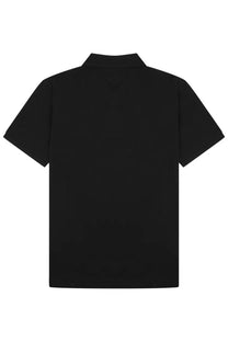 C.P. Company men’s polo con black short-sleeved polo shirt with classic collar and solid black design