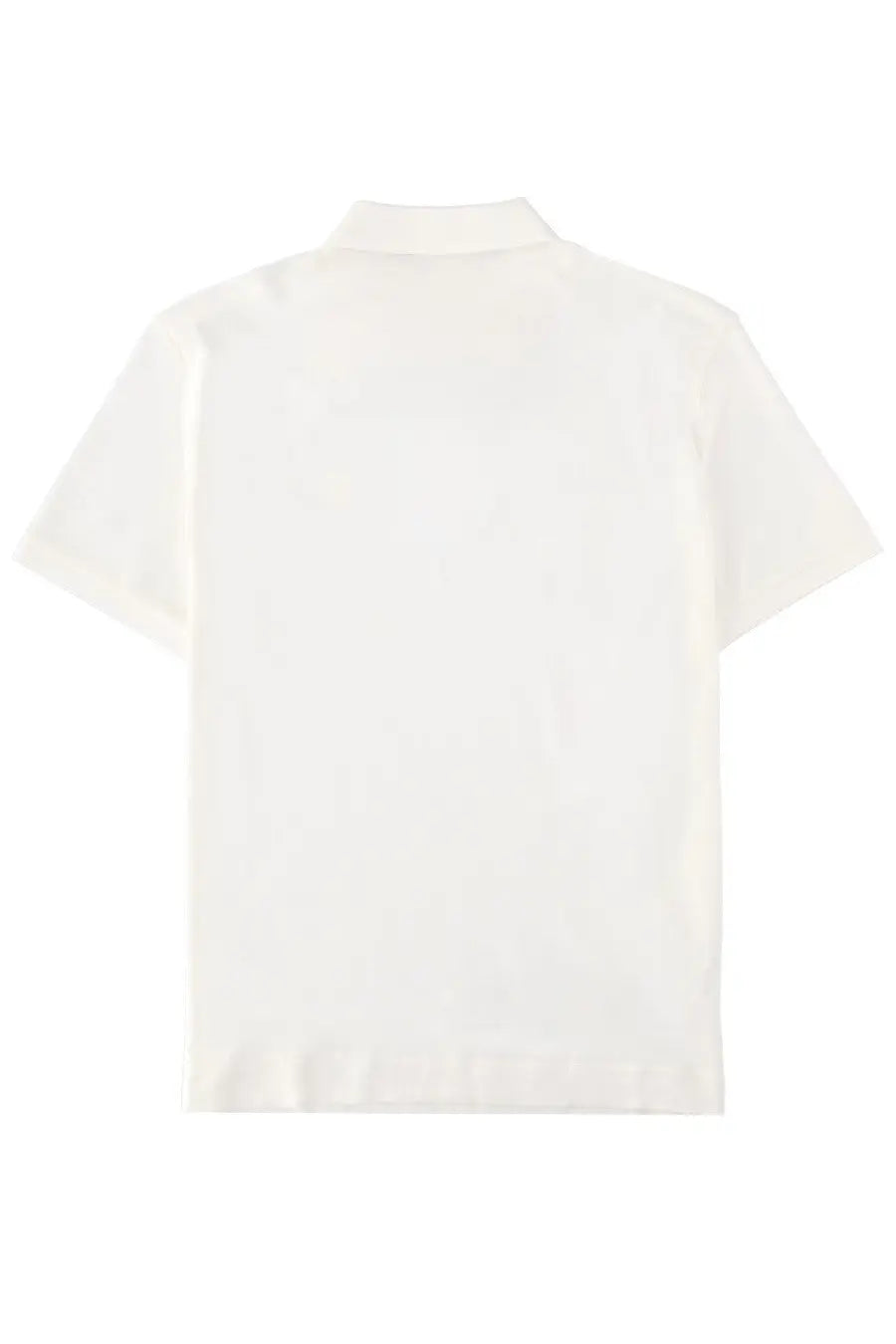 C.P. Company men’s polo white short-sleeved collared shirt with a clean minimalist design in soft cotton