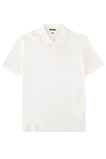 C.P. Company men’s white short-sleeved polo shirt with classic collar and subtle embroidered logo on chest