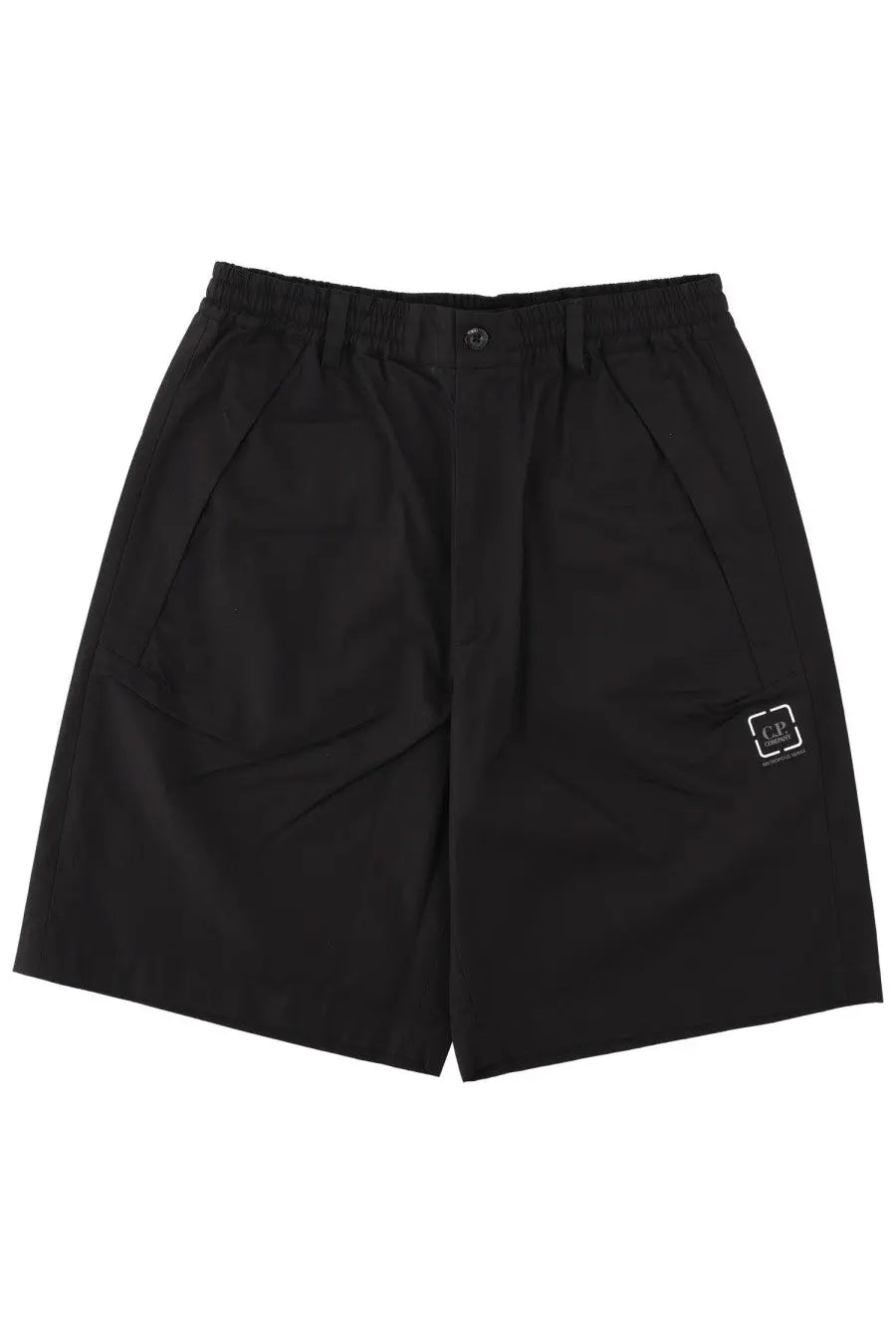 Black c.p. company men’s metropolis con shorts in black featuring breathable fabric and casual design for everyday wear