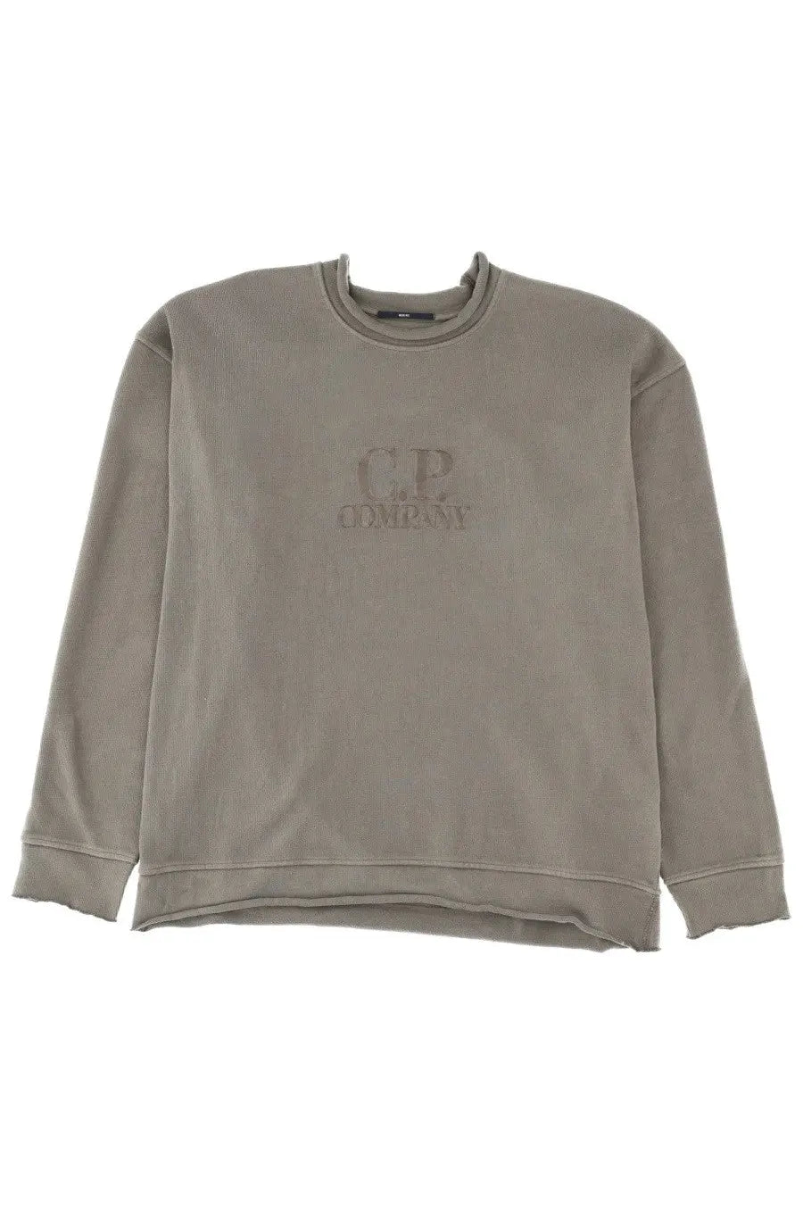 C.p. company men’s muted olive green sweatshirt with subtle faded logo embroidered on the chest