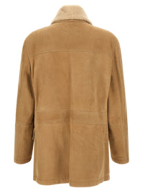 Brunello Cucinelli Caban Shearling Curly Beige