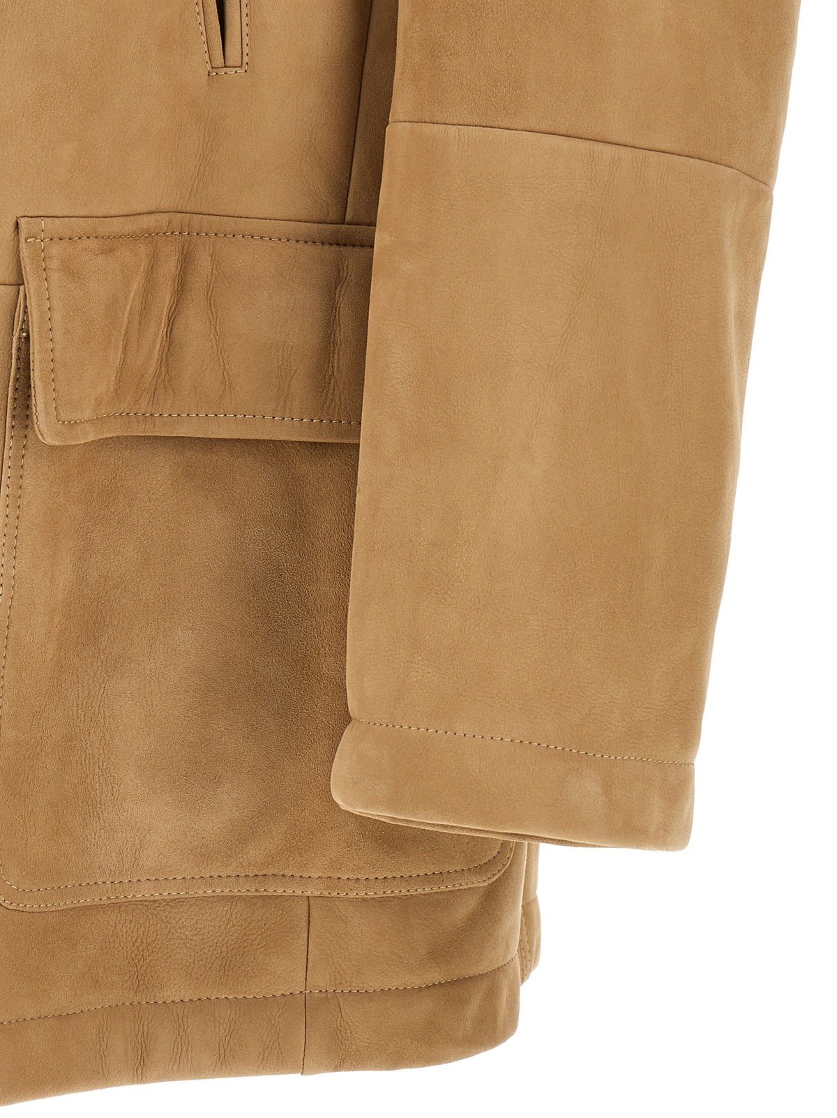 Brunello Cucinelli Caban Shearling Curly Beige