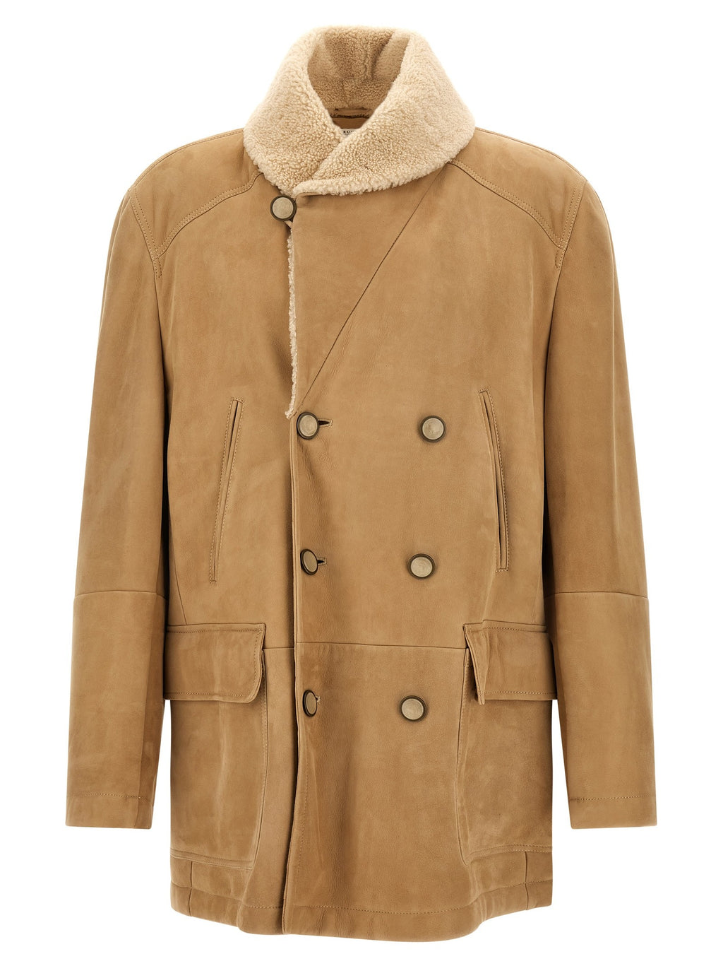 Brunello Cucinelli Caban Shearling Curly Beige