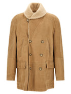 Brunello Cucinelli Caban Shearling Curly Beige