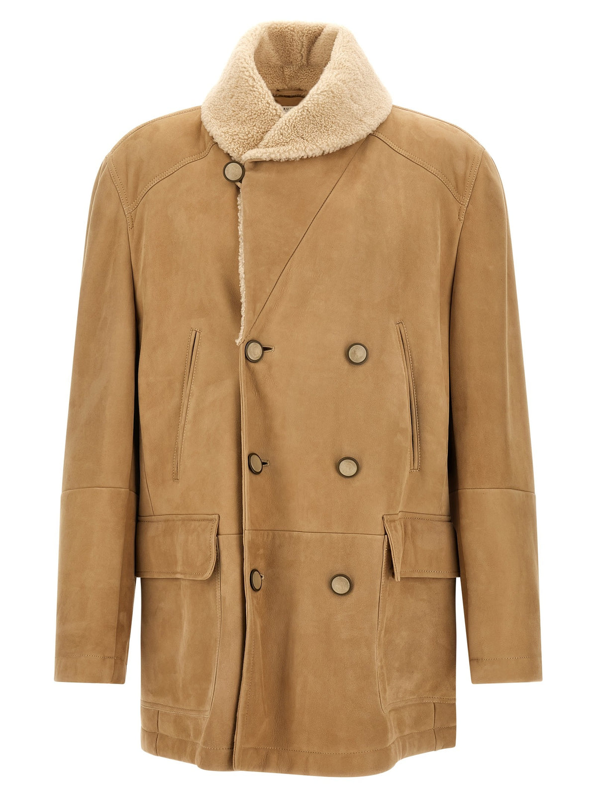 Brunello Cucinelli Caban Shearling Curly Beige