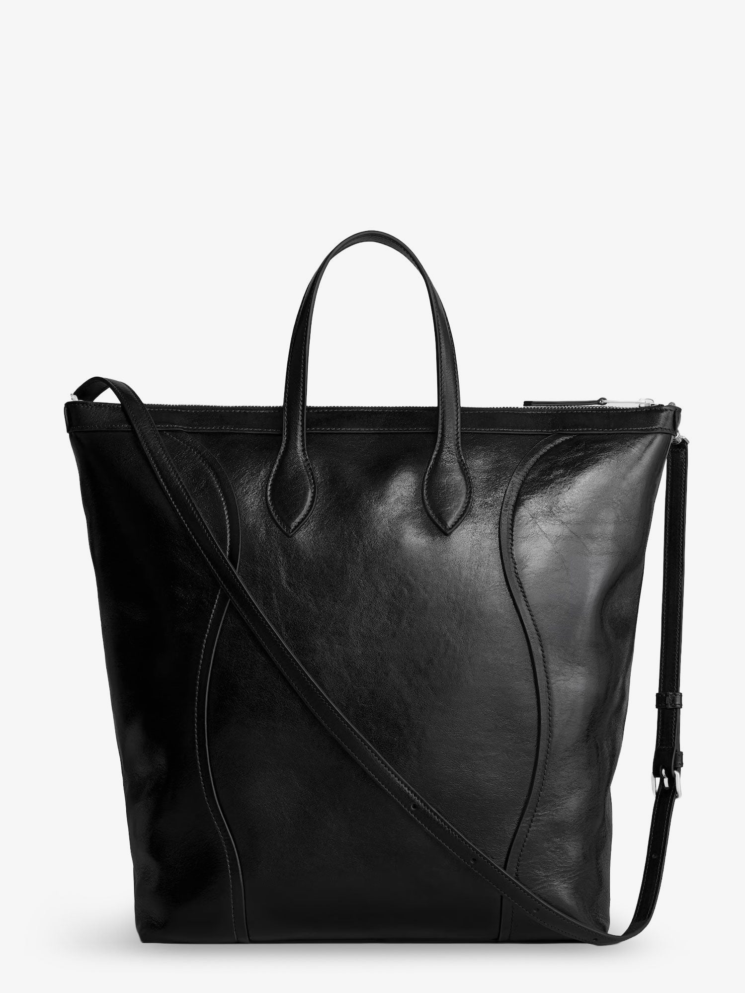 Celine Men's Cabas Leather Shopping Bag Black