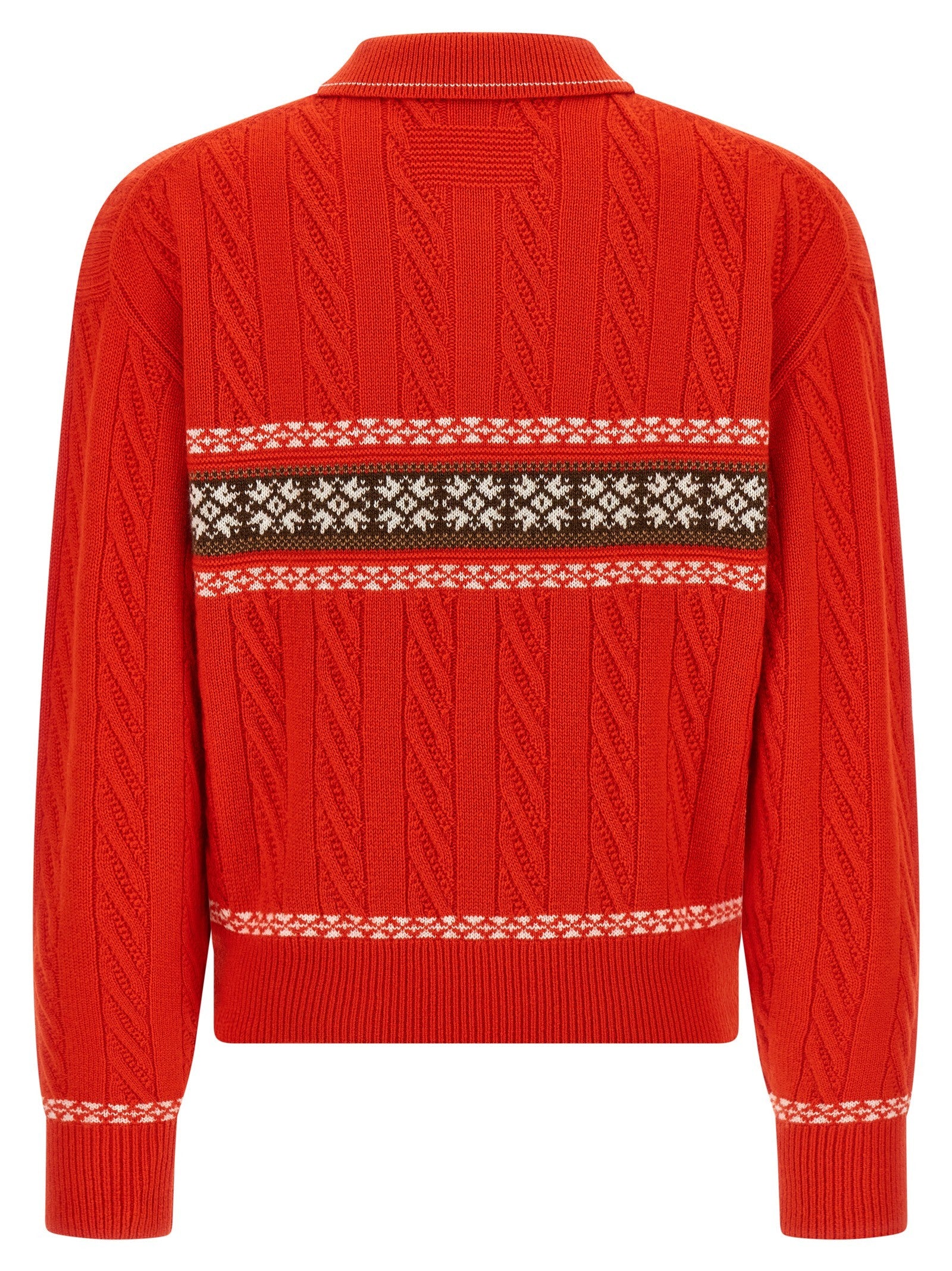 Guest In Residence Cable Collegiate Polo Sweater Red