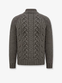 Brunello Cucinelli Men's Cable Knit Cardigan Army, view 2