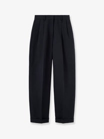 Loro Piana Women's Cale Linen and Cotton Trousers Blue