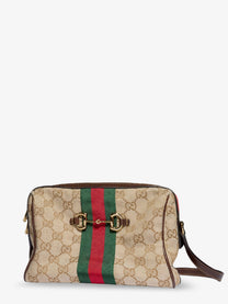 Gucci Women's Camera Bag GG Fabric Crossbody Bag Beige