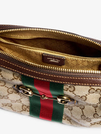 Gucci Women's Camera Bag GG Fabric Crossbody Bag Beige