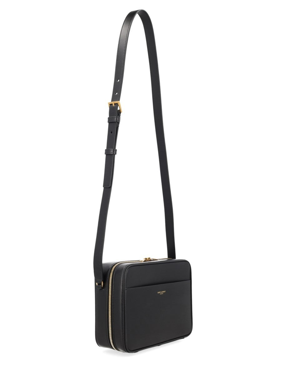 Saint Laurent Men's Camera Bag in Pelle Liscia Black