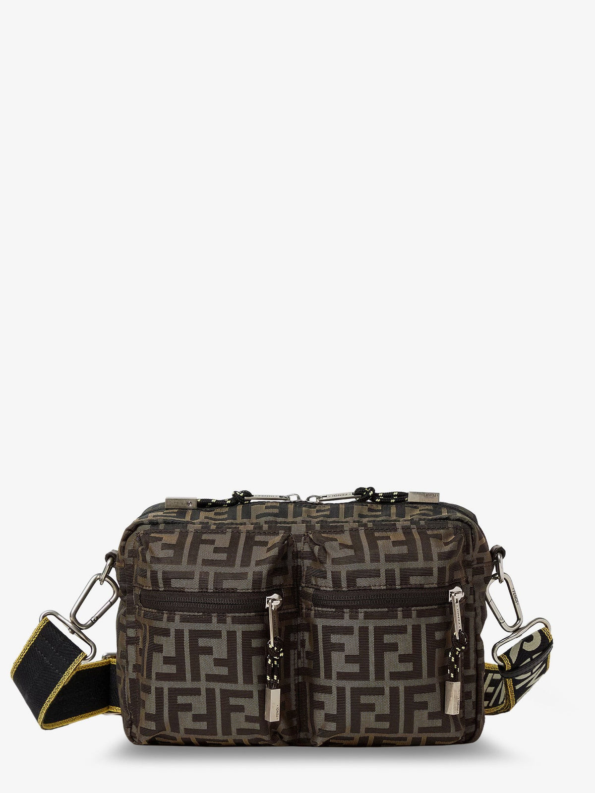 Fendi Men's Camera Case Superlight FF Zucca Fabric Crossbody Bag Black