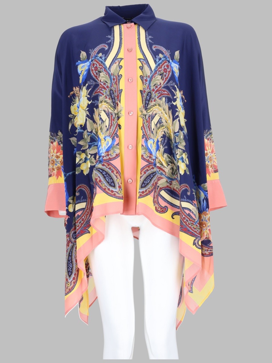 ETRO Women's Camicia Asimmetrica Con Stampa Paisley Multicolor