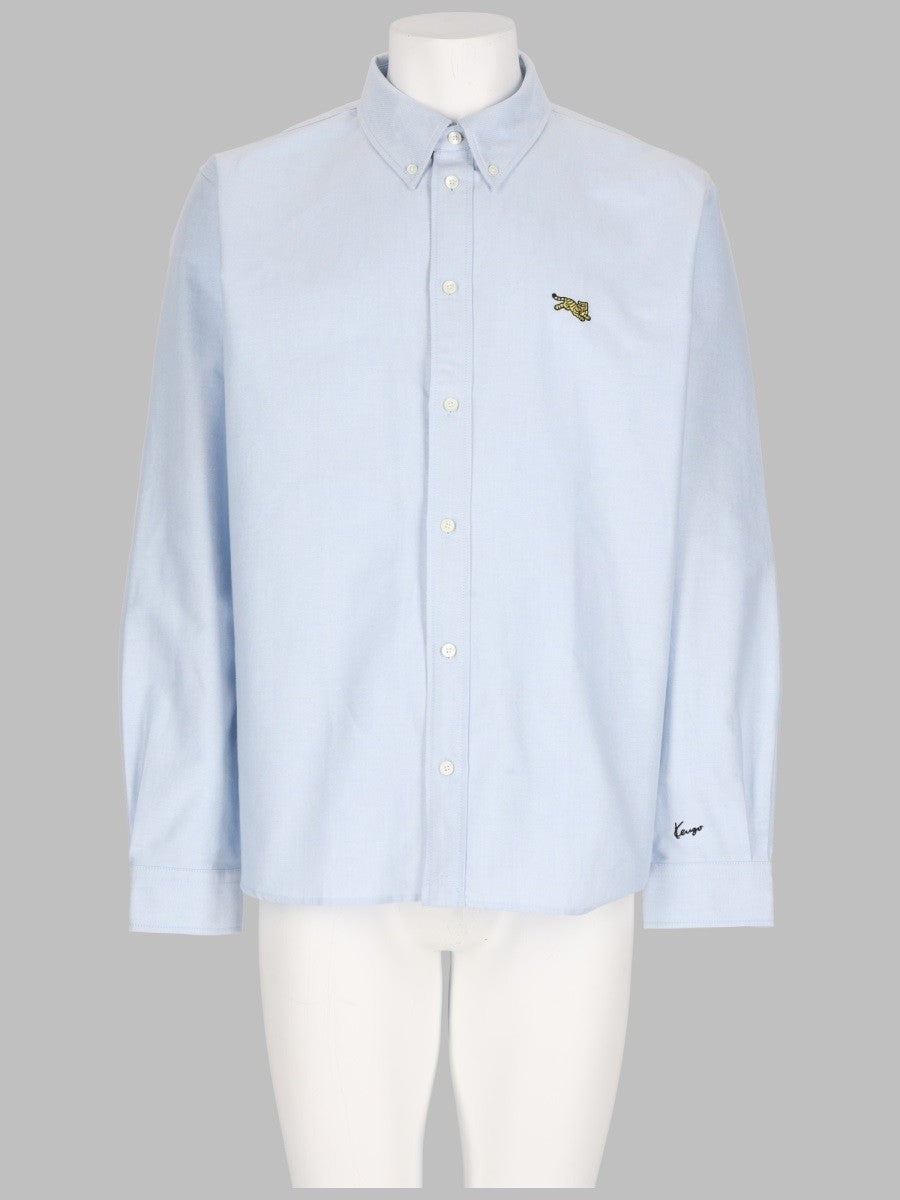 Kenzo Men's Camicia Casual in Cotone Oxford Blue