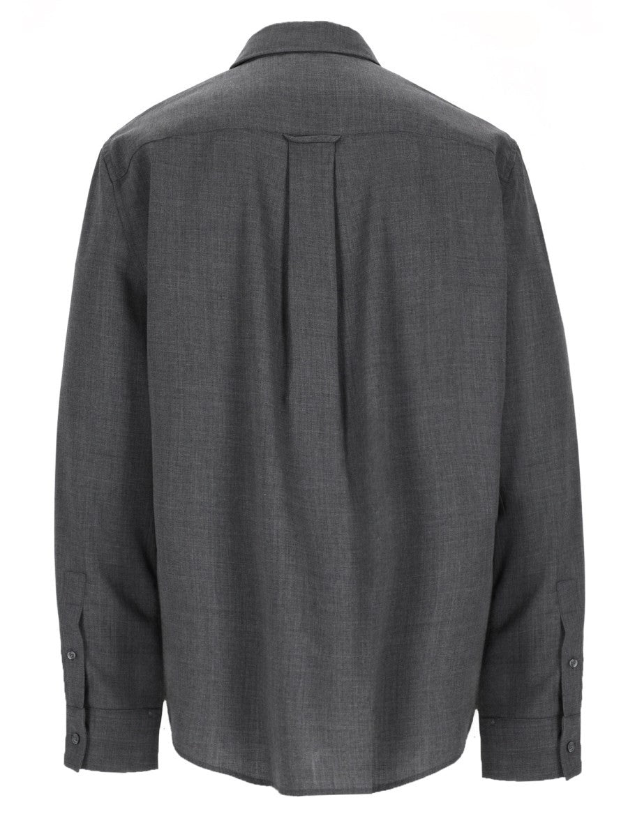Ami Paris Men's Wool Classic Fit Shirt Grey