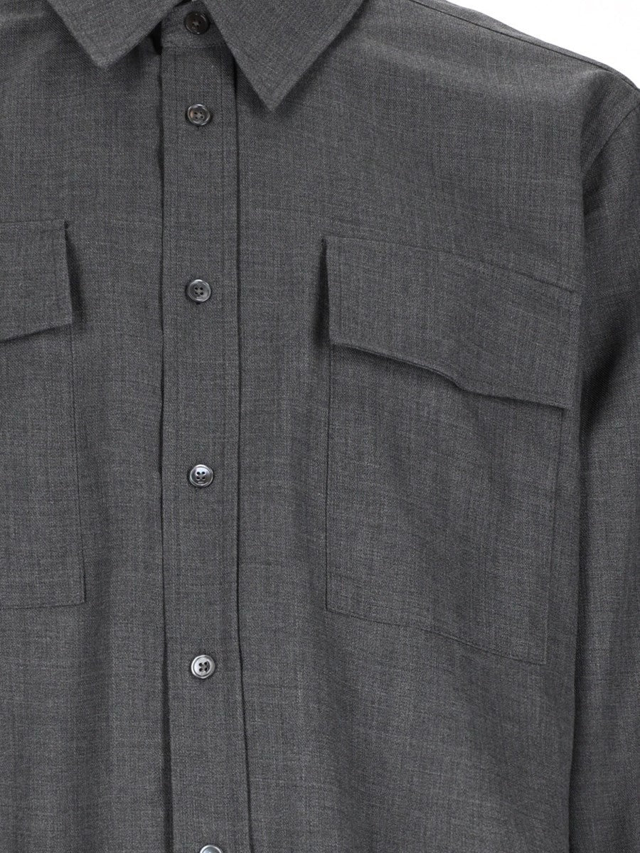 Ami Paris Men's Wool Classic Fit Shirt Grey