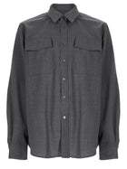 Ami Paris Men's Wool Classic Fit Shirt Grey