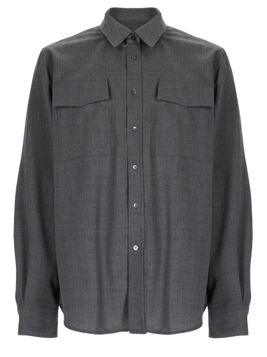 Ami Paris Men's Wool Classic Fit Shirt Grey
