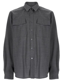 Ami Paris Men's Wool Classic Fit Shirt Grey