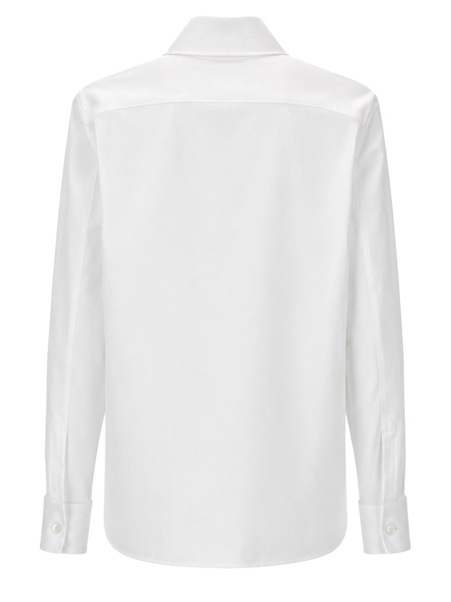 Saint Laurent Women's Camicia Con Collo Lavallière in Popeline White