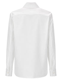 Saint Laurent Women's Camicia Con Collo Lavallière in Popeline White