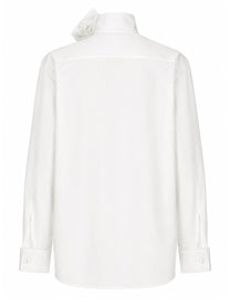 Saint Laurent Women's Camicia Con Collo Lavallière in Popeline White