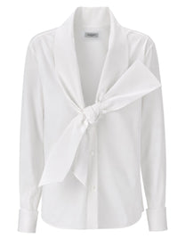 Saint Laurent Women's Camicia Con Collo Lavallière in Popeline White