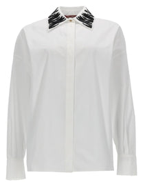 Max Mara Women's Camicia Con Dettaglio Strass White