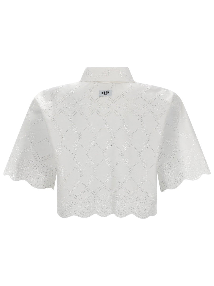 MSGM Women's Camicia Con Motivo Traforato White
