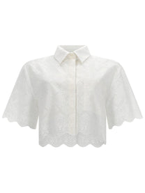 MSGM Women's Camicia Con Motivo Traforato White