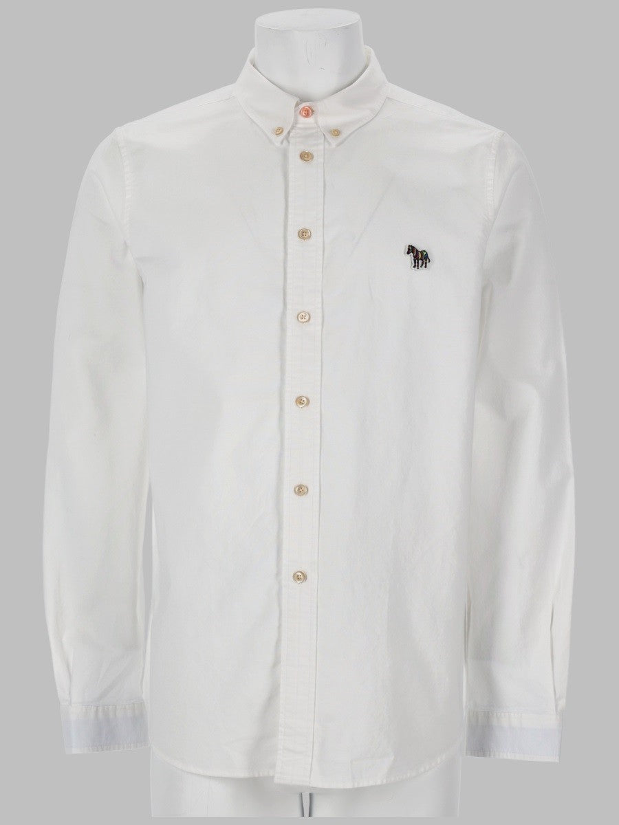Ps By Paul Smith Men's Camicia Con Patch Zebra White