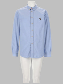 Ps By Paul Smith Men's Camicia Con Patch Zebra Blue