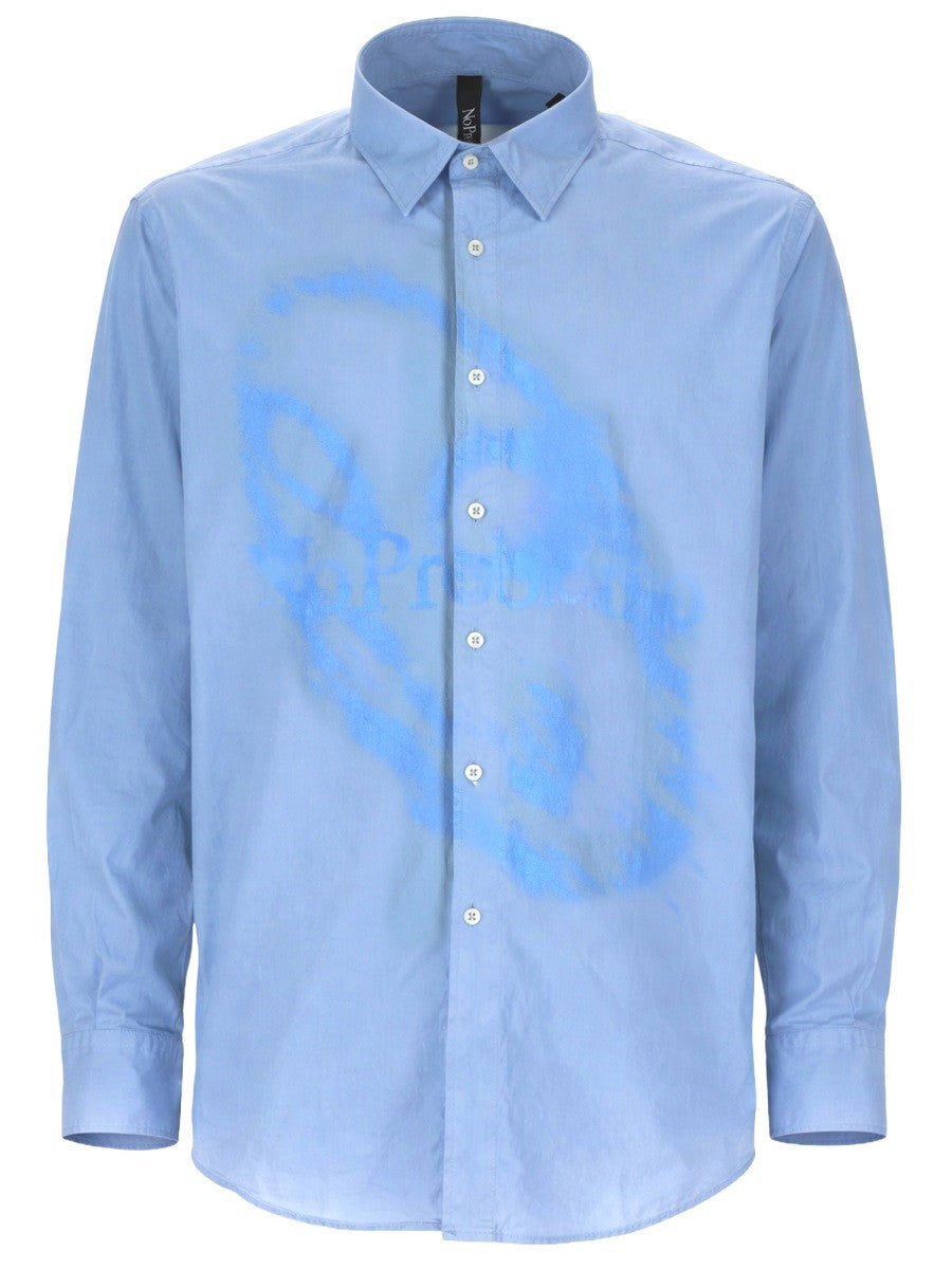 No Problemo Men's Camicia Con Stampa Blue
