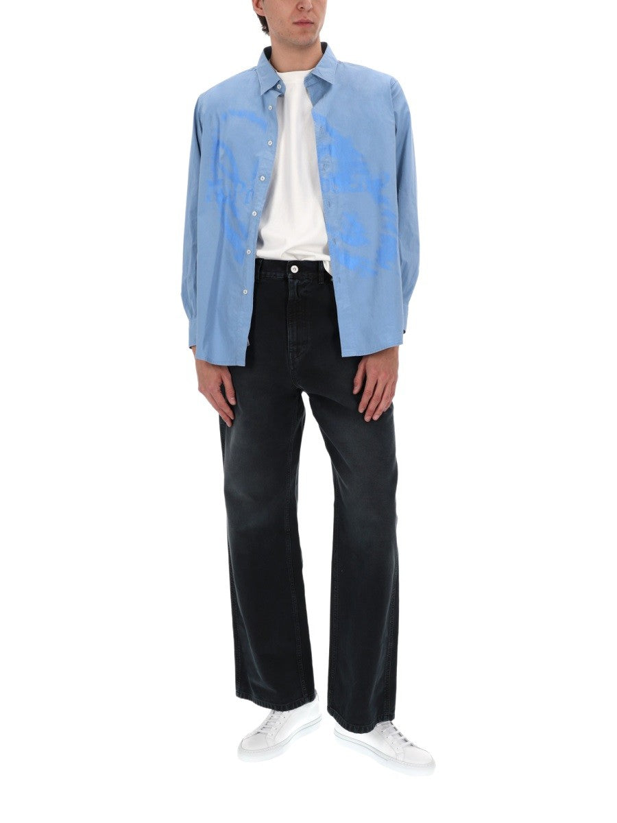 No Problemo Men's Camicia Con Stampa Blue