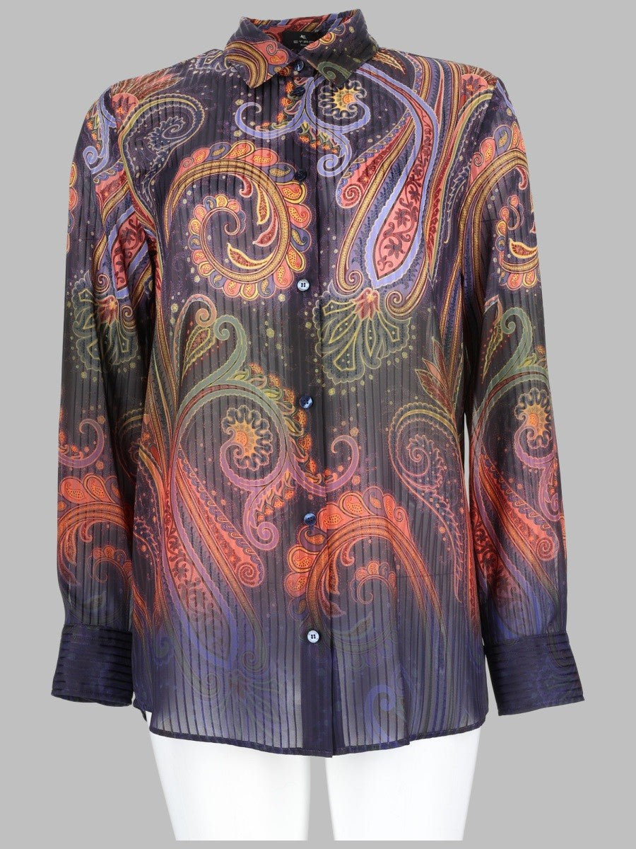ETRO Women's Camicia Con Stampa Paisley Multicolor
