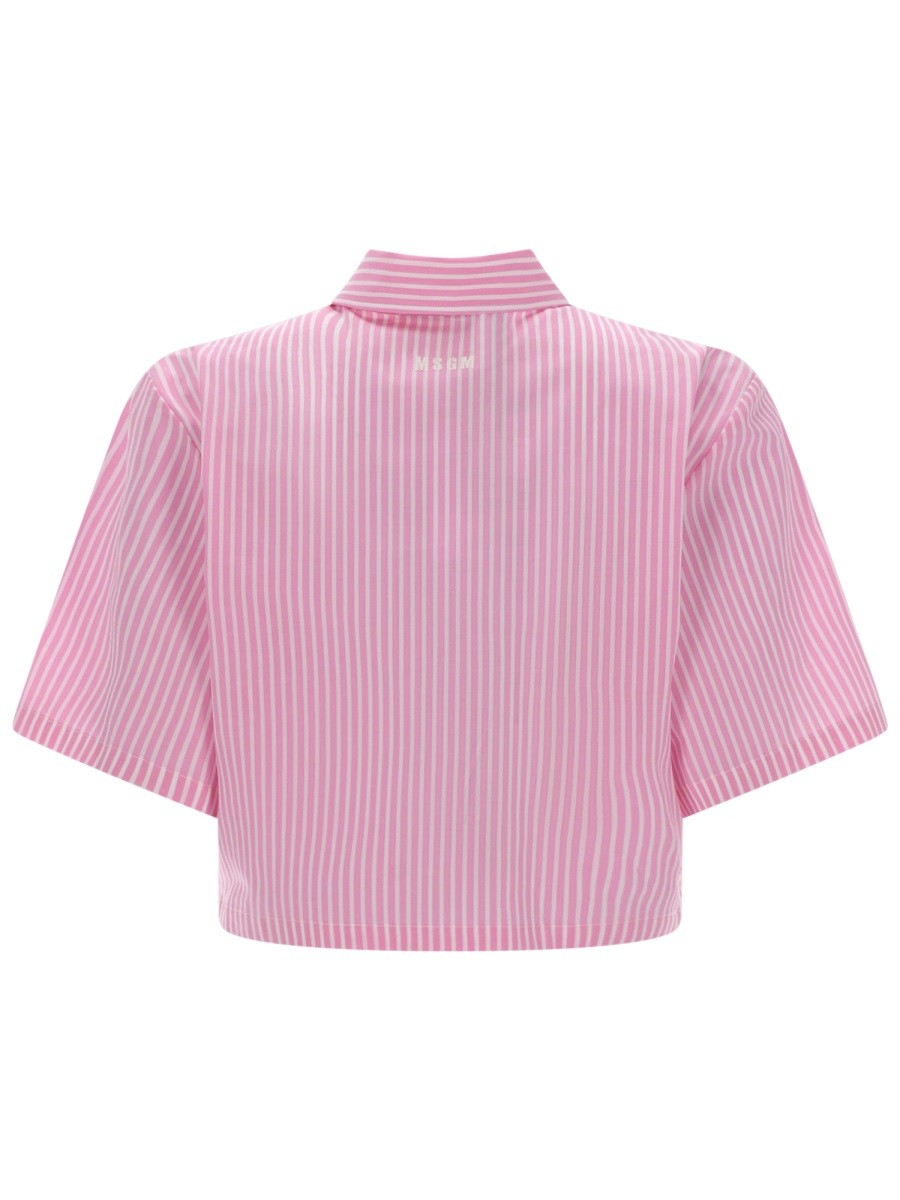 MSGM Women's Camicia Crop Con Blue