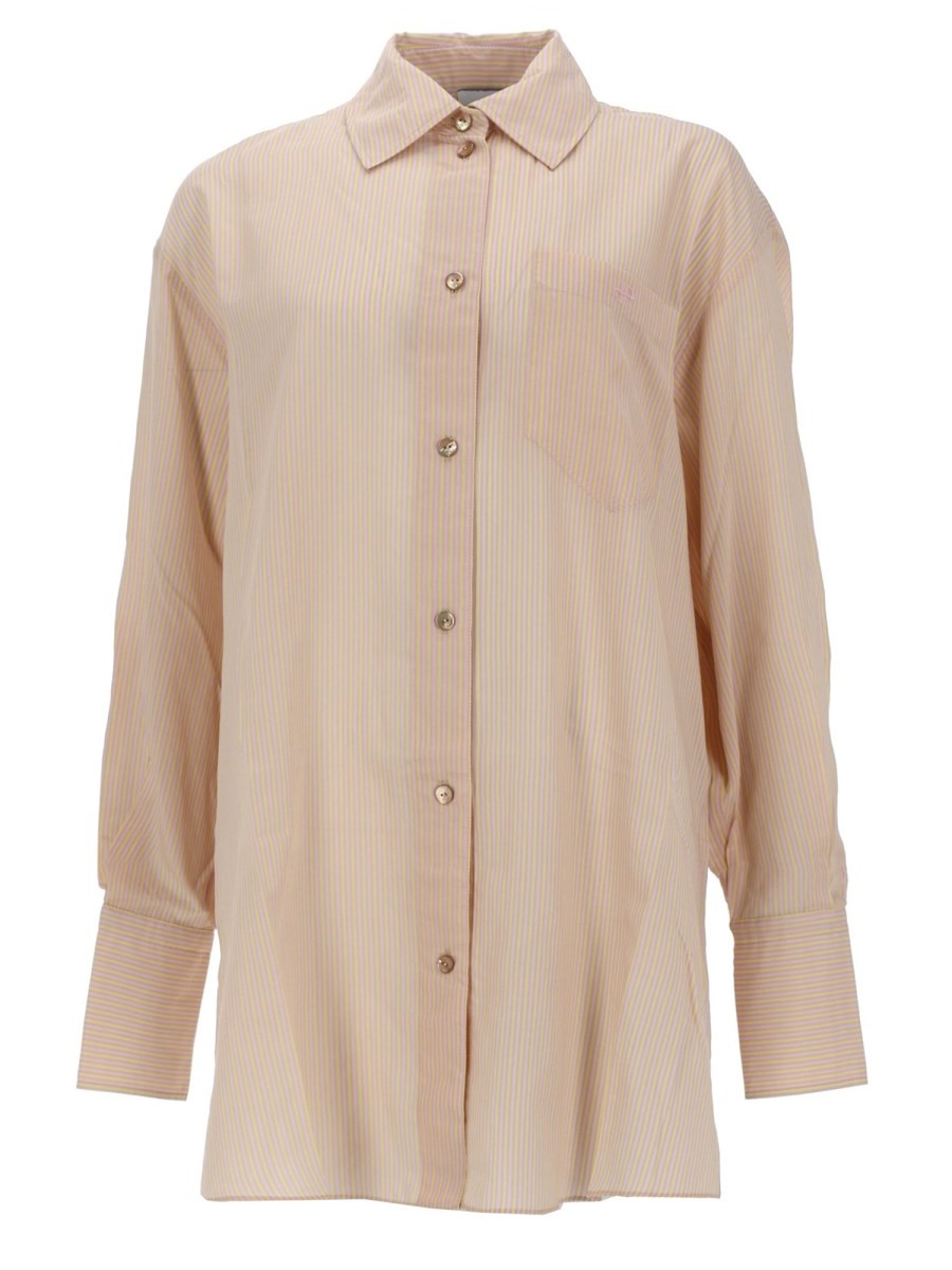 Patou Women's Camicia DA Spiaggia in Misto Seta Blue
