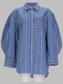 Ganni Women's Camicia in Cotone Righe Blue
