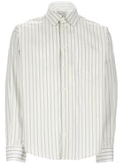 Ami Paris Unisex Cotton Striped Shirt White
