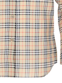 Burberry Women's Cotton Check Shirt with Vestibilità Classic Beige, view 3
