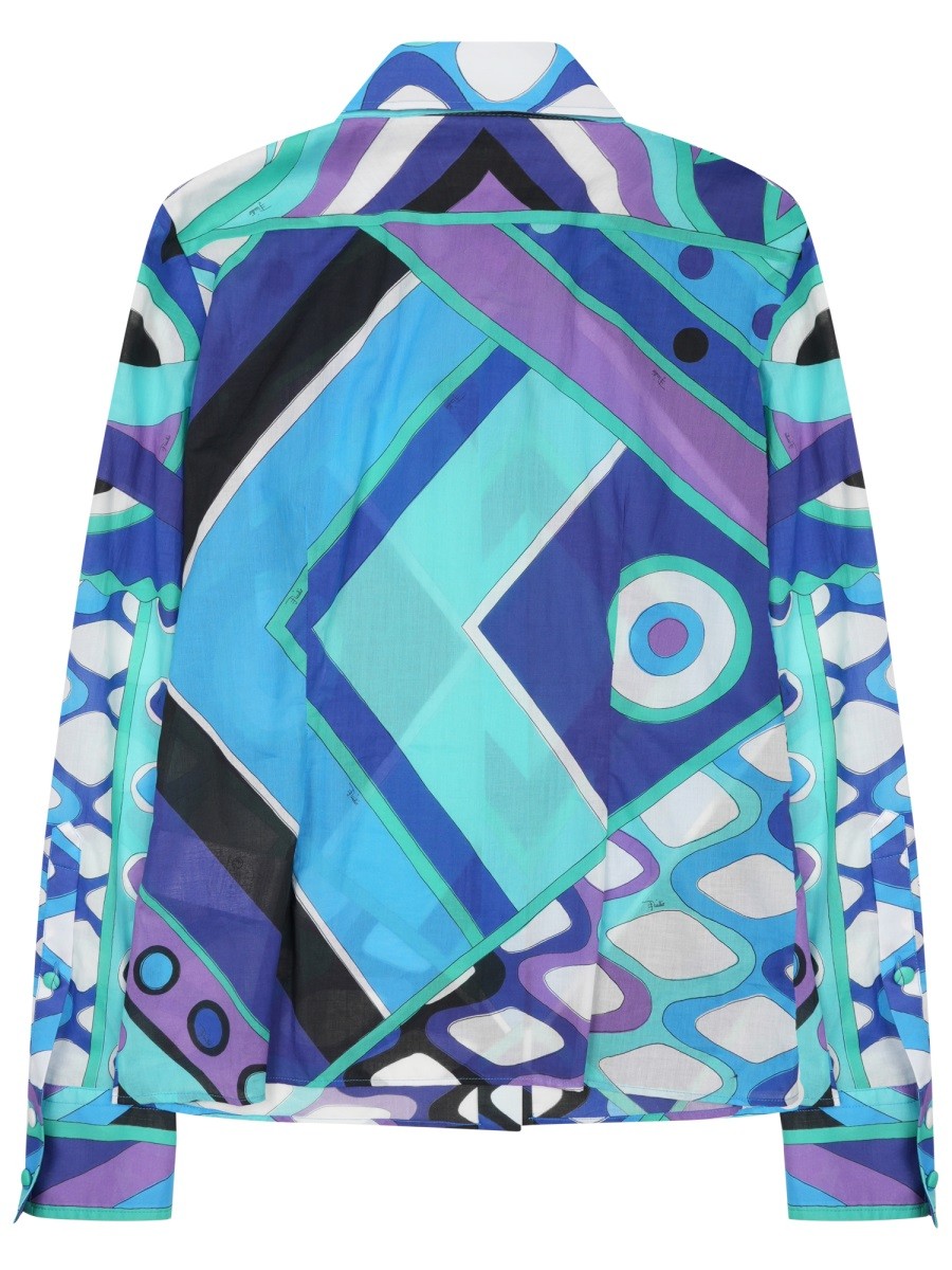 Pucci Women's Camicia in Cotone Con Stampa Vivara Blue