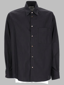 Lemaire Men's Camicia in Cotone Misto Seta Grey