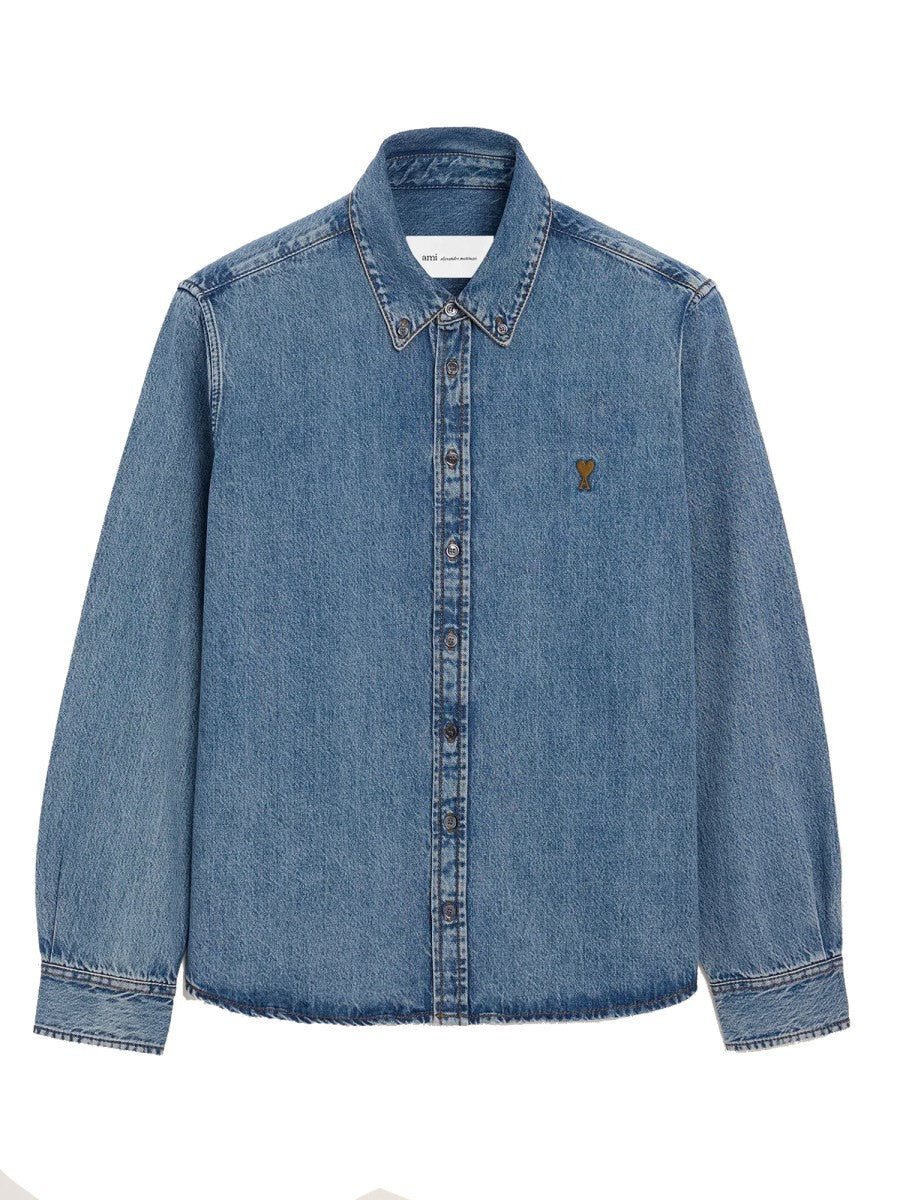 Ami Paris Unisex Denim Shirt Blue