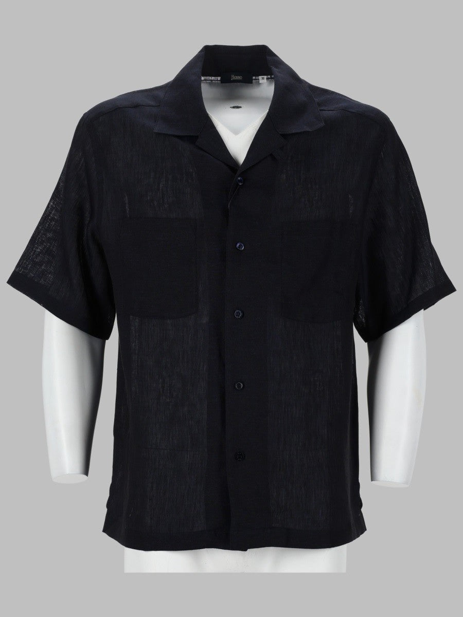 Herno Men's Camicia in Lino Blue